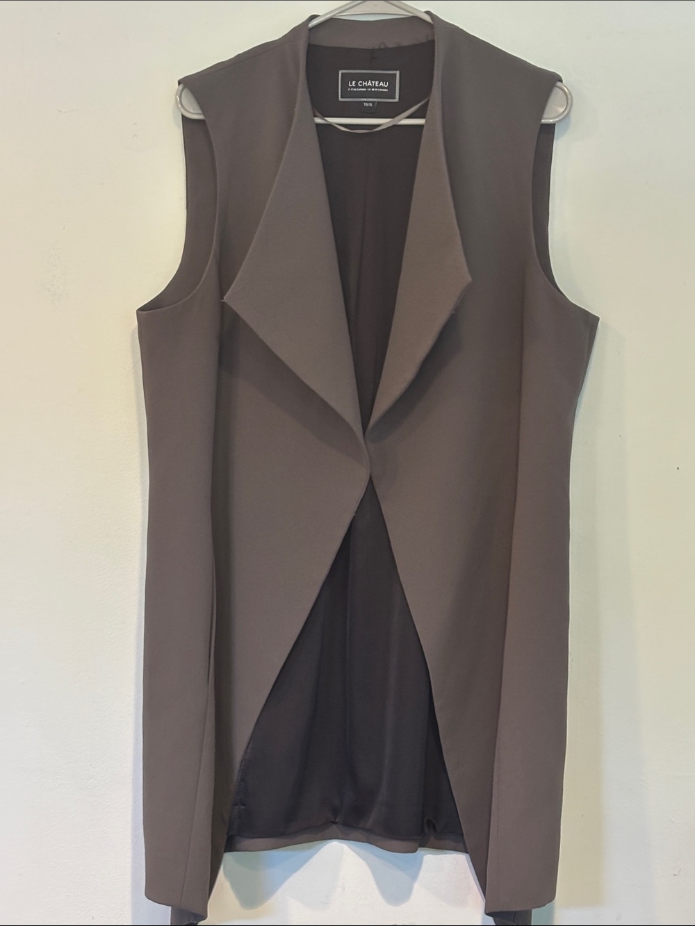 le chateau Asymmetrical Sleeveless Vest Dress in Taupe
